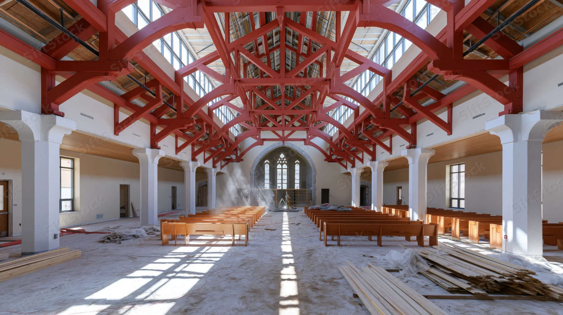 Interior of a church under