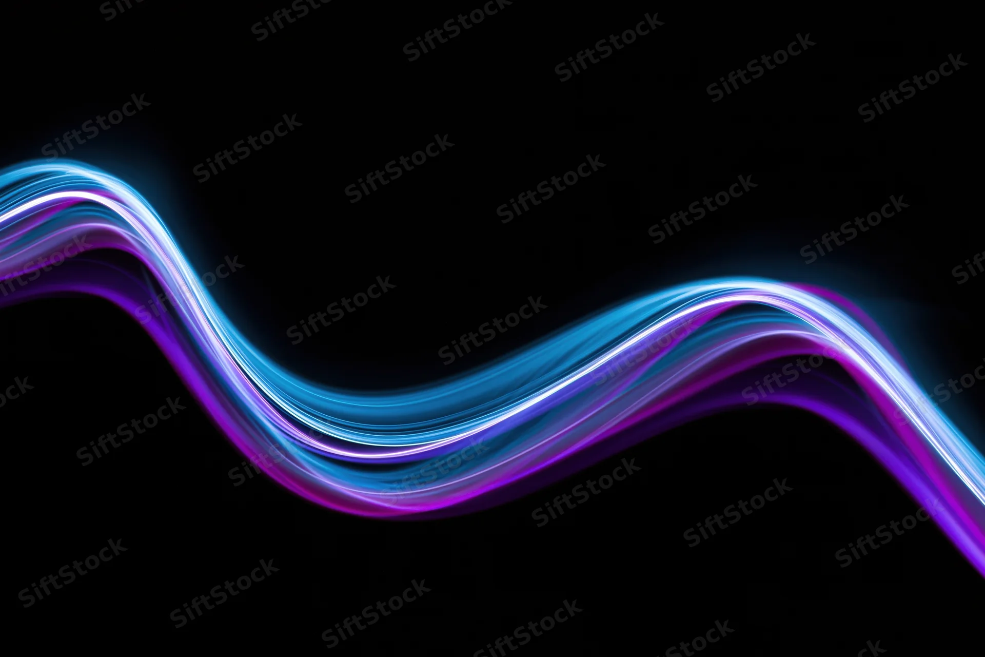 Flowing parallel light waves in motion against a dark background