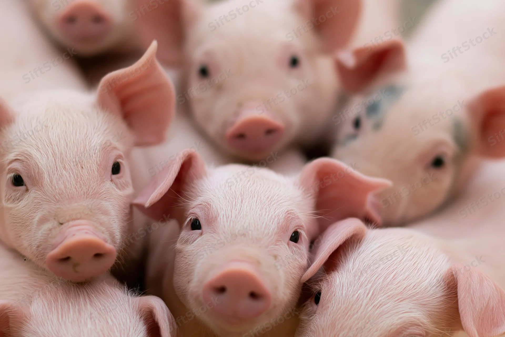 Young piglets crowded together in a farm pen