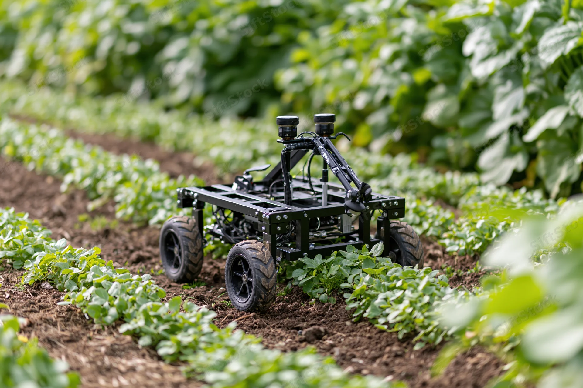 Small autonomous robot with mounted sensors and cameras