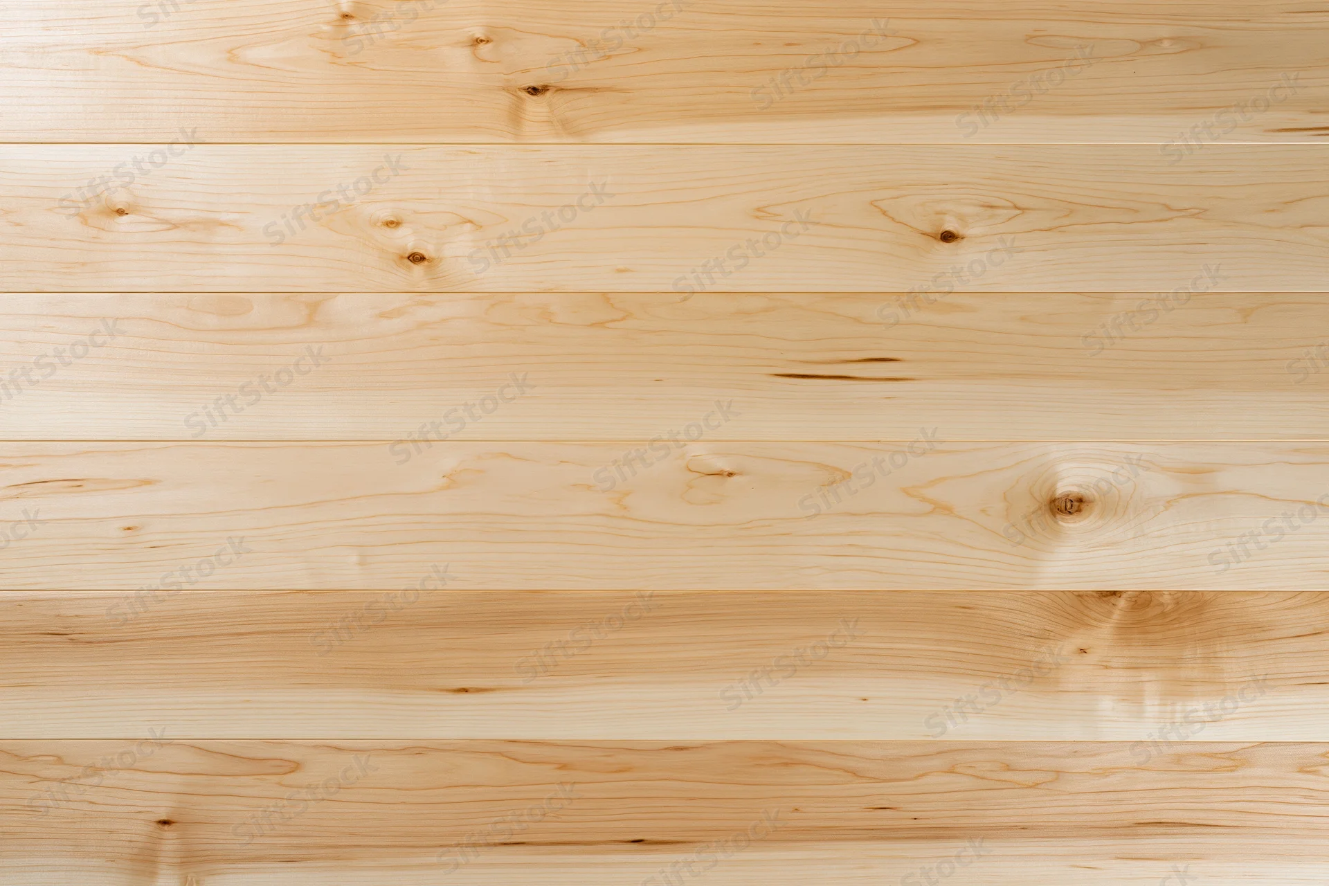 Light maple hardwood flooring planks arranged horizontally in a flat lay view