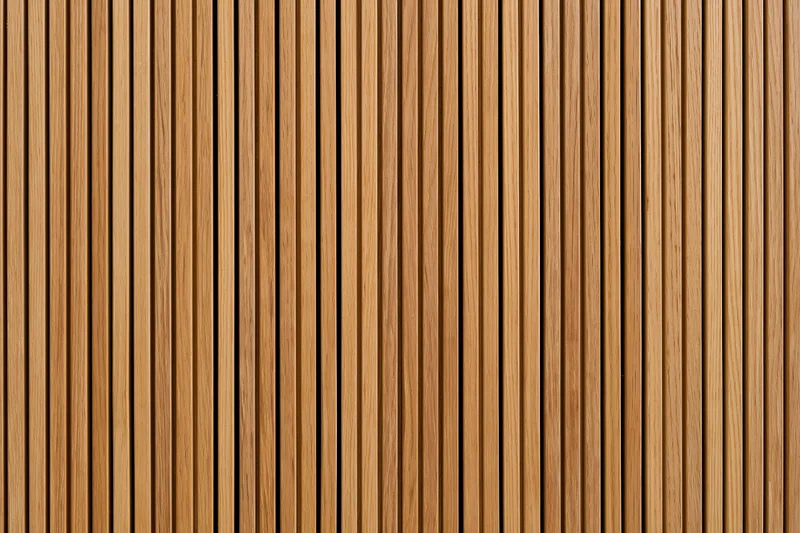 Vertical narrow wooden slats arranged in a flat pattern forming a textured surface