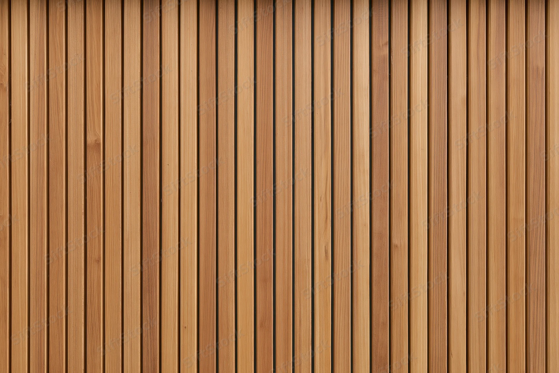 Vertical narrow wooden slats arranged in a flat close-up pattern forming a textured wall surface