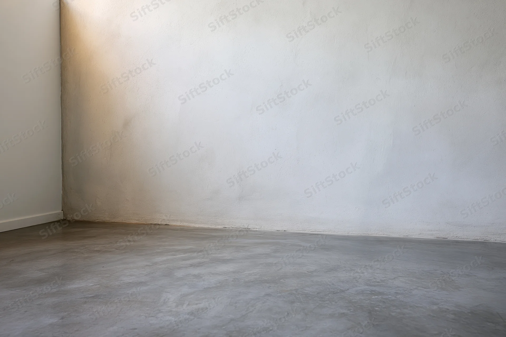 Empty room interior with bare concrete wall and smooth polished floor