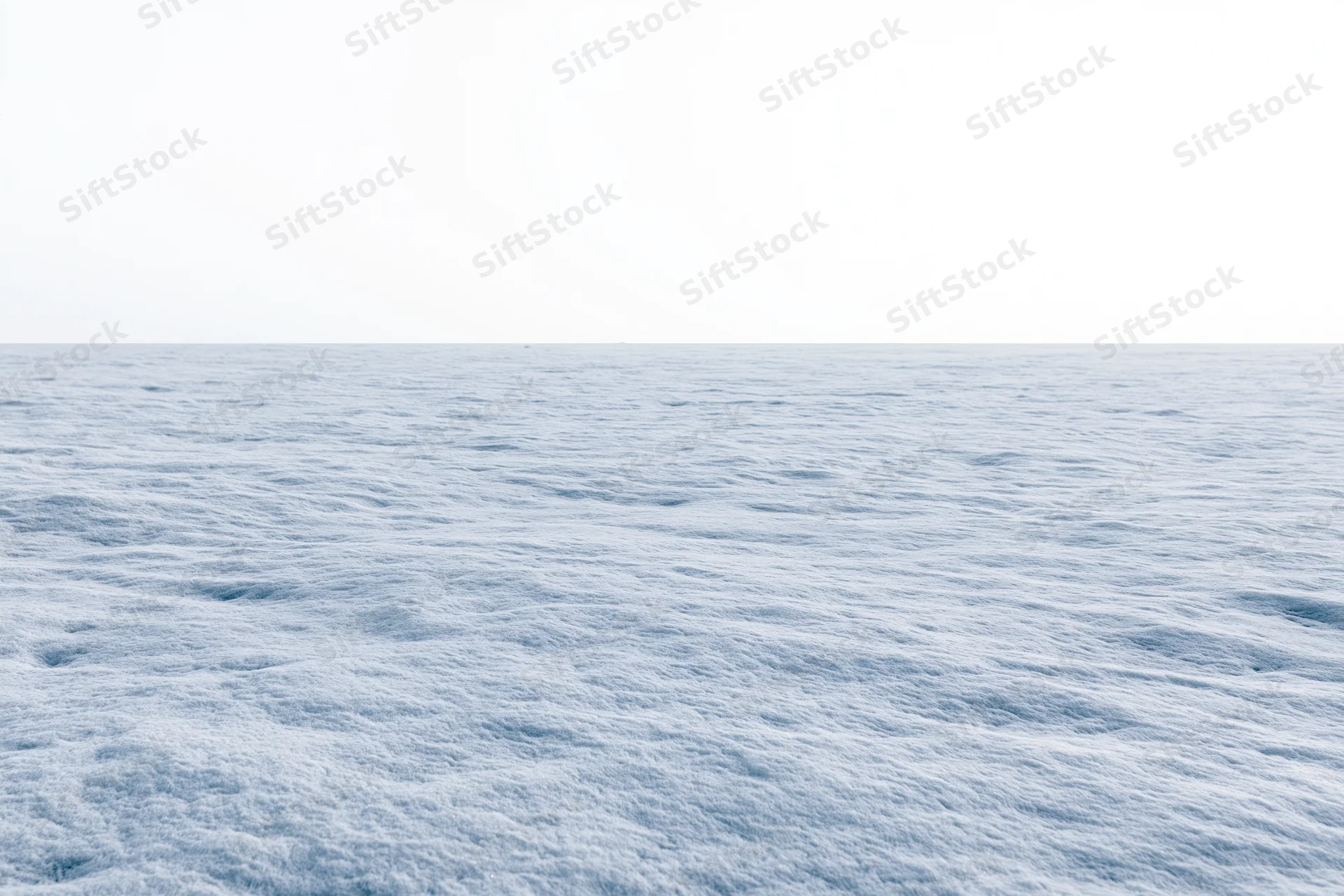 Flat snowfield stretching to a featureless horizon in a wide winter landscape