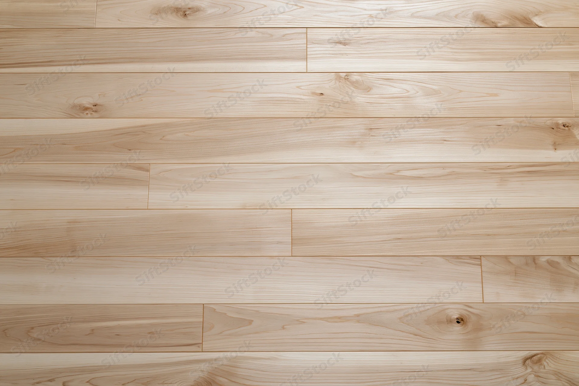 Light blonde hardwood floor planks laid horizontally filling the frame