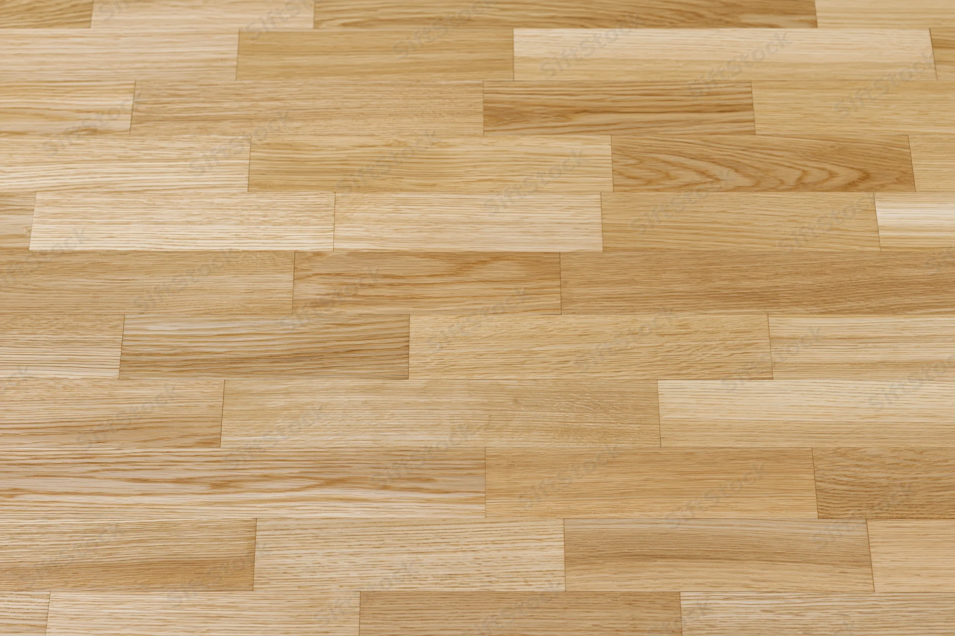 Light oak hardwood parquet floor filling the frame with natural wood grain pattern