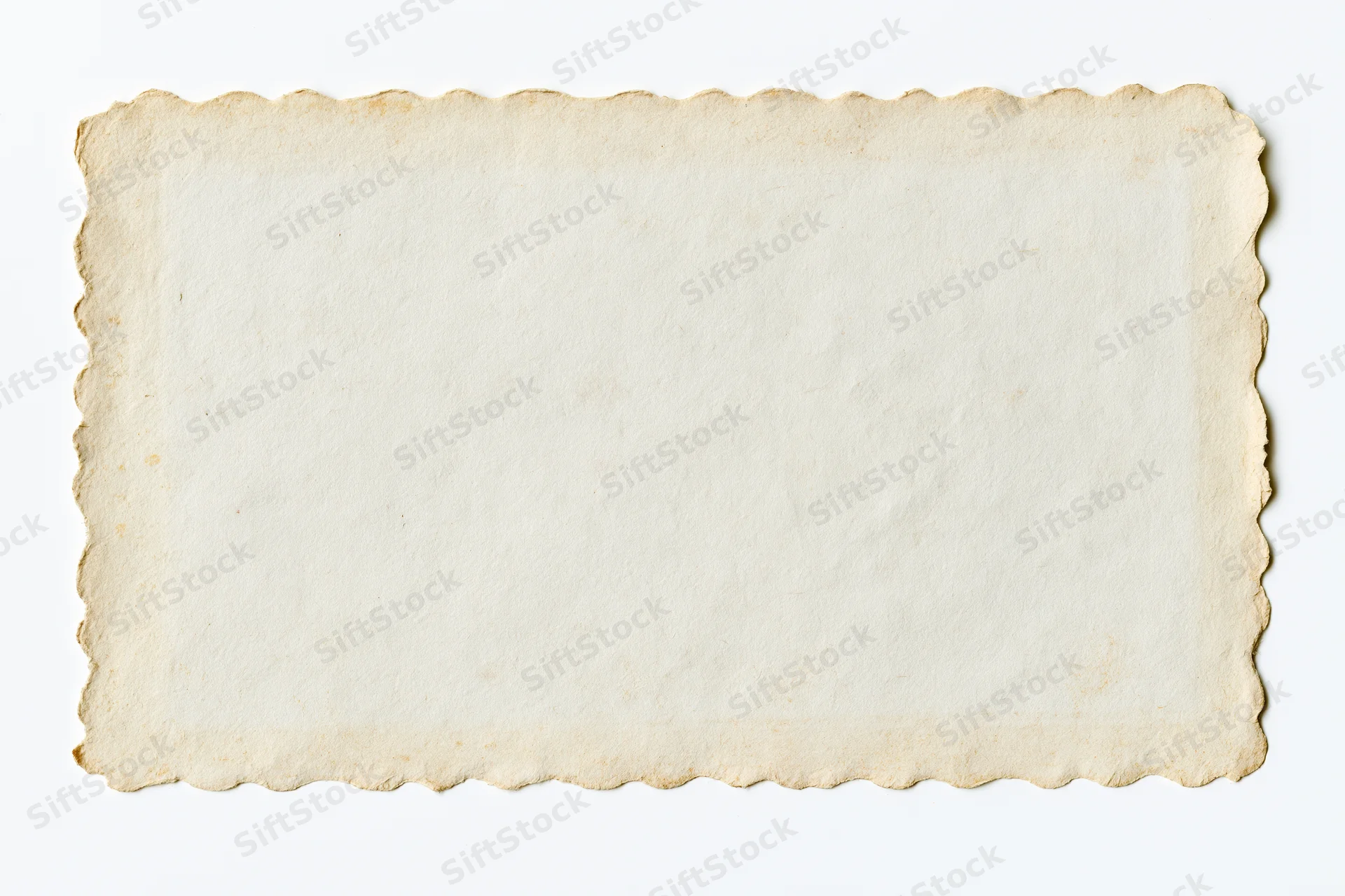 Blank vintage photograph print with scalloped edges on white background