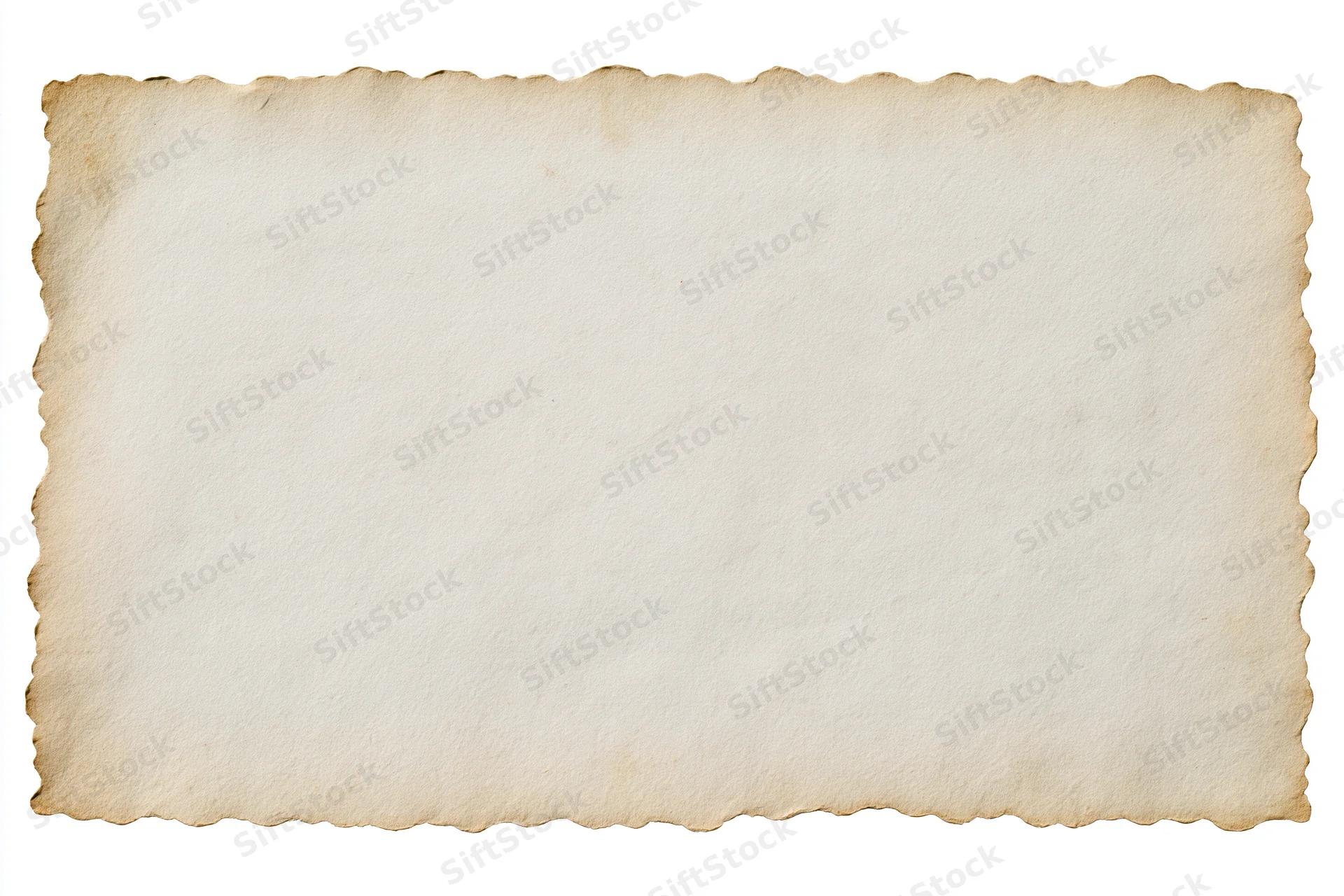 Vintage paper with scalloped edges and aged texture isolated on white