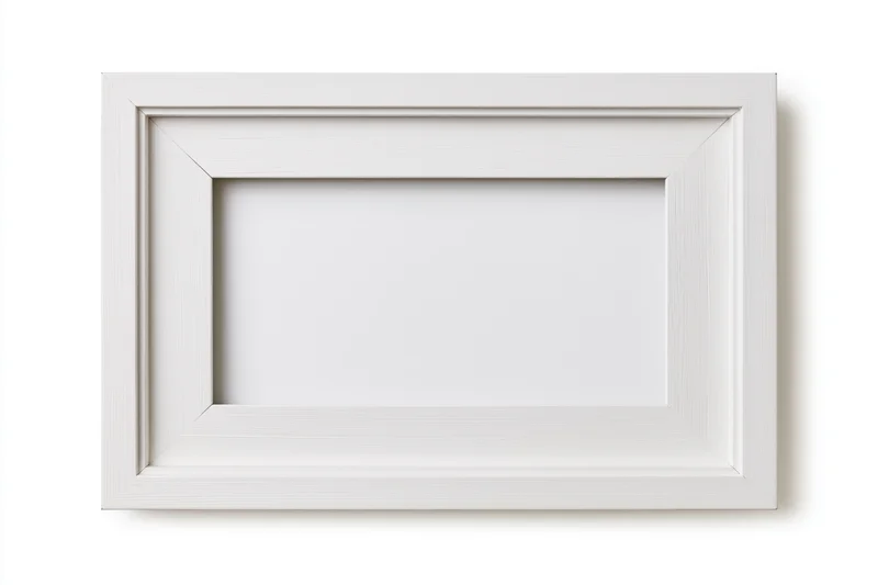 White wooden picture frame with simple molding isolated on white background
