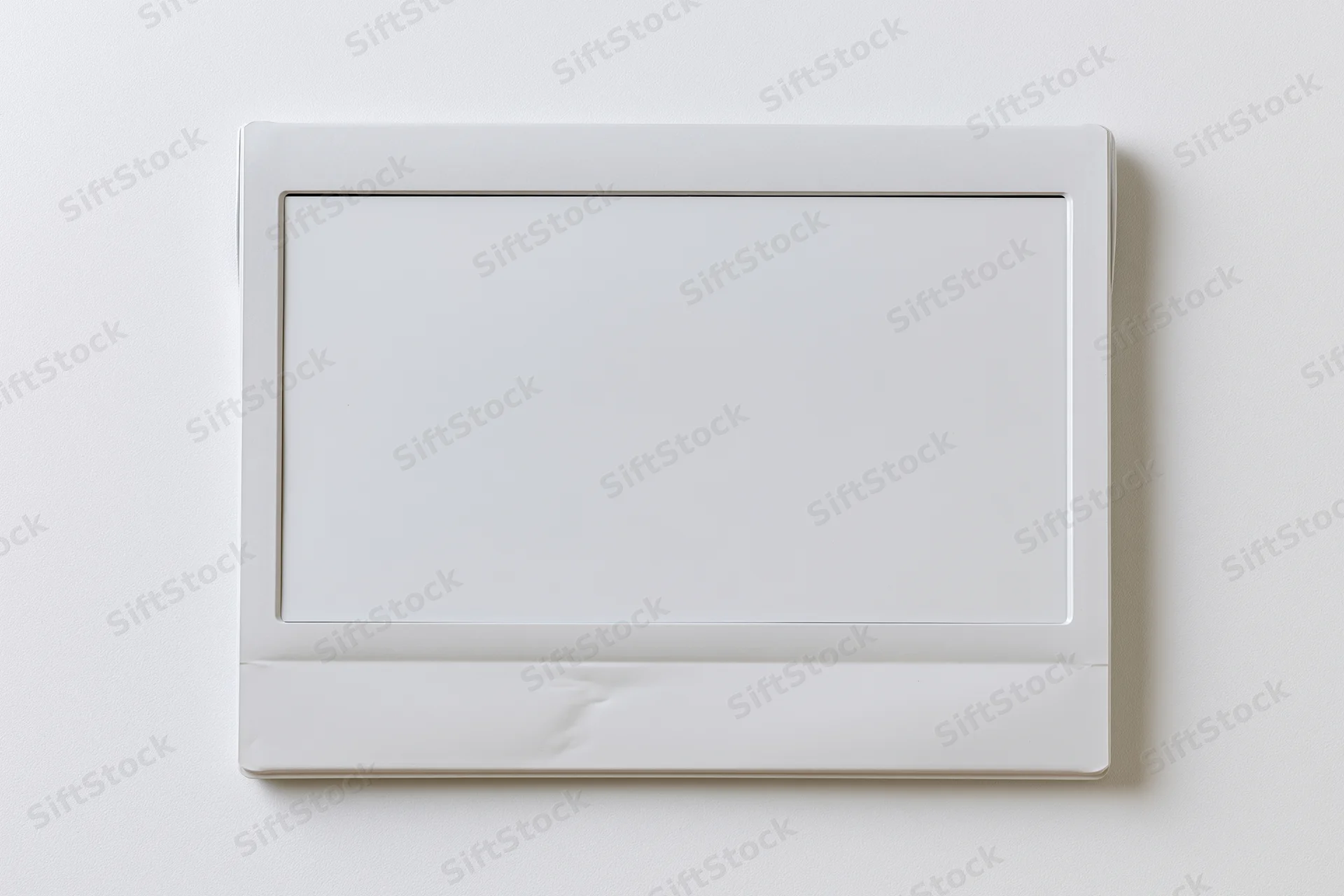 Blank instant photo print lying flat centered on white surface