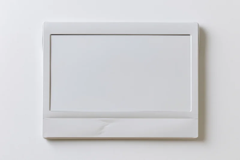 Blank instant photo print lying flat centered on white surface