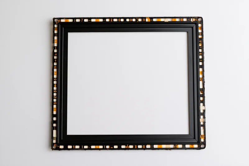 Blank medium format film frame border with sprocket holes on white background