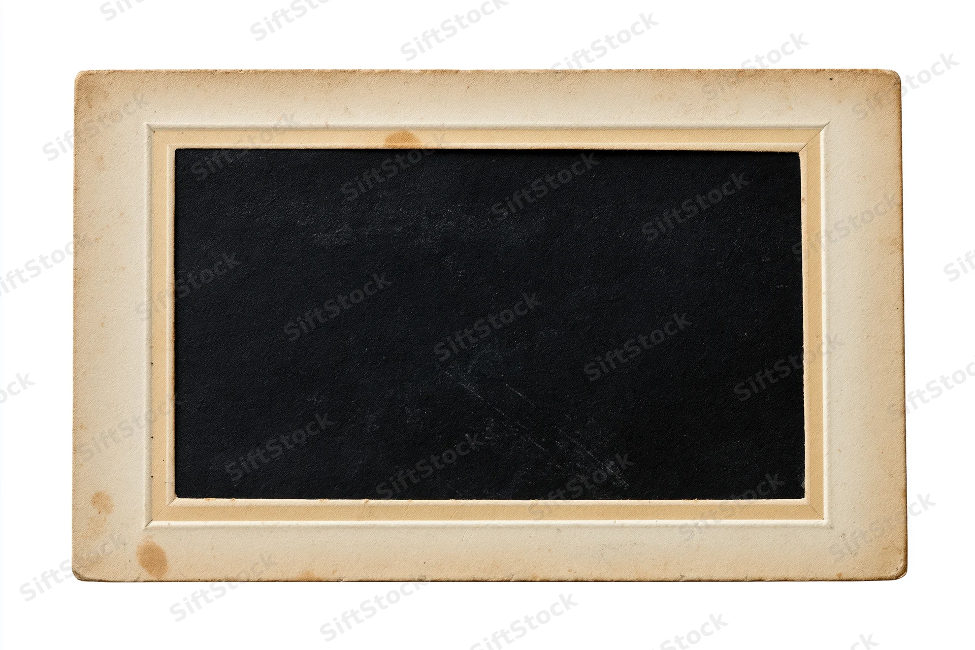 Vintage blank photographic print with cream border lying flat on white background