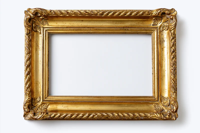 Ornate antique gold picture frame with carved rope and leaves