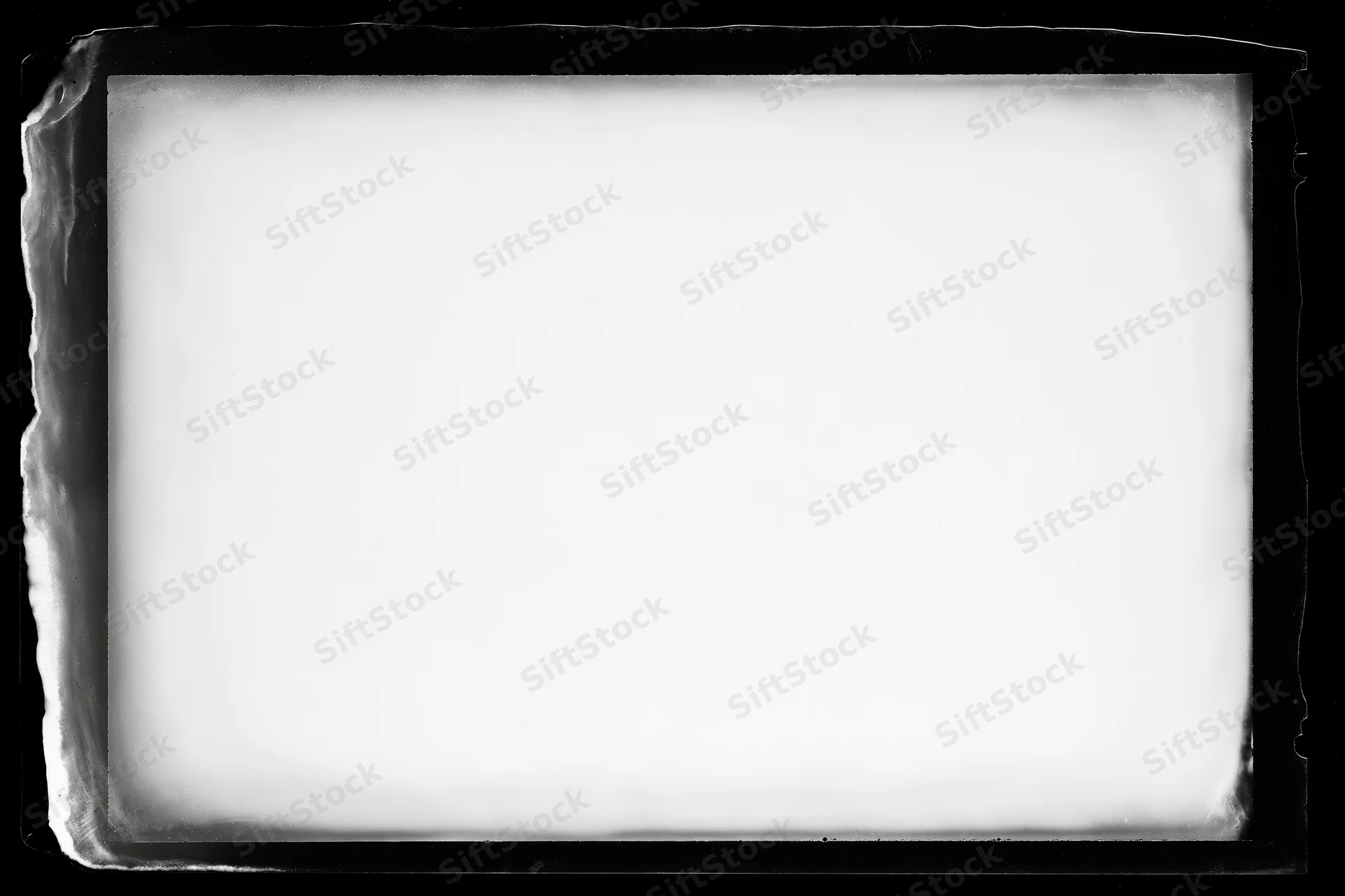 Blank analog film frame with darkened edges and white center area