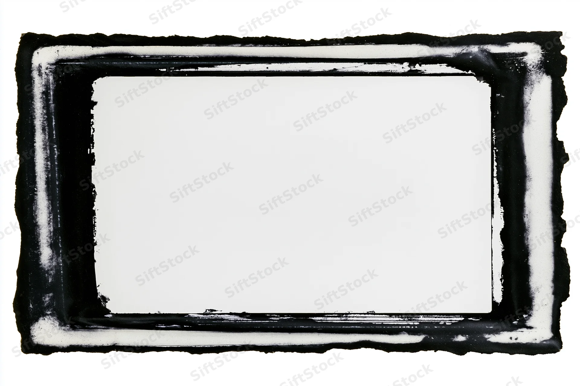 Black painted frame with white center on white background
