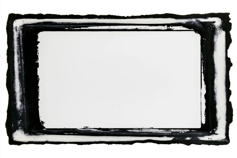 Black painted frame with white center on white background
