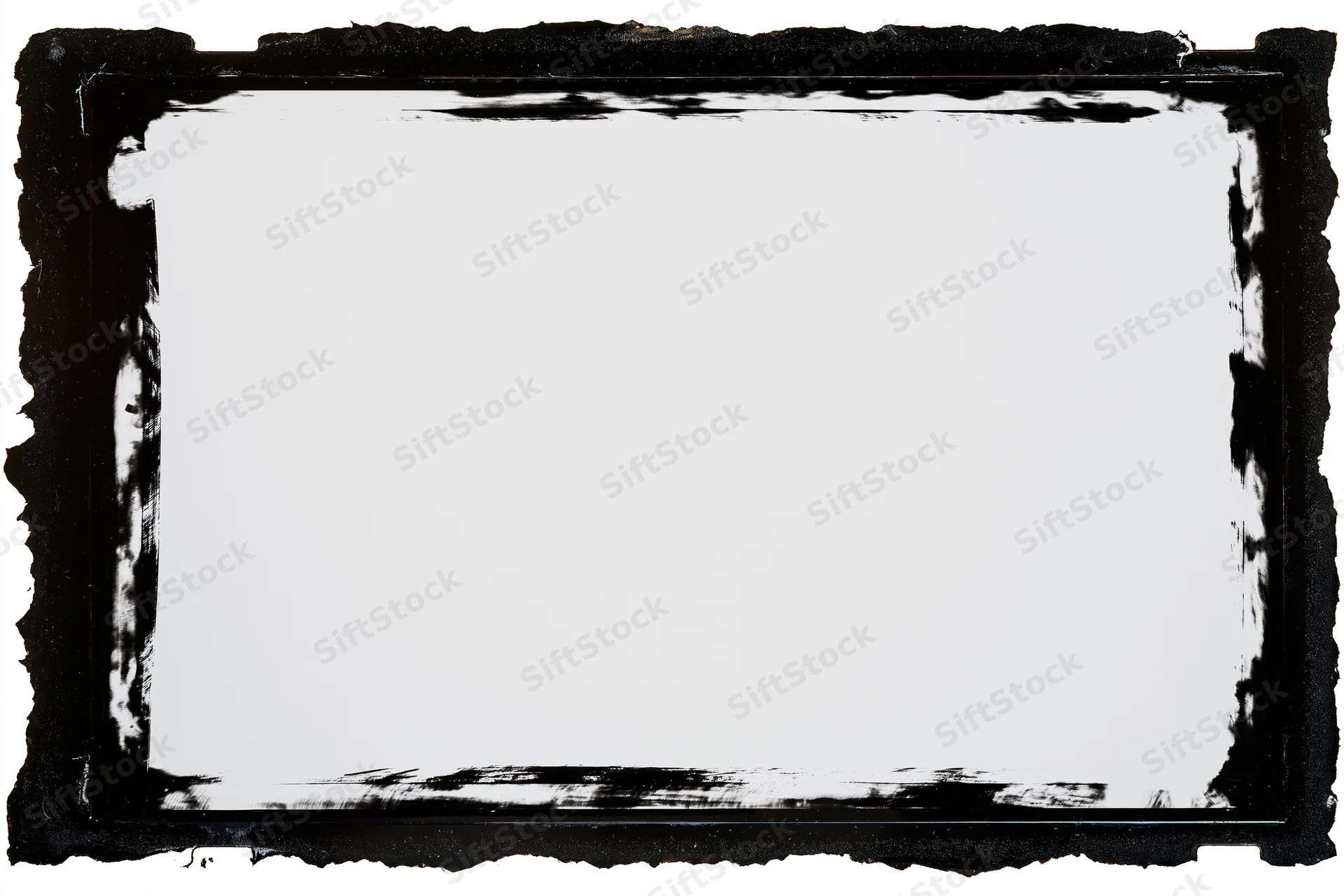 Blank film negative frame with charred edges and white center
