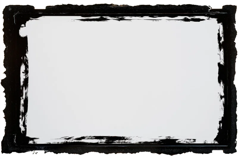 Blank film negative frame with charred edges and white center