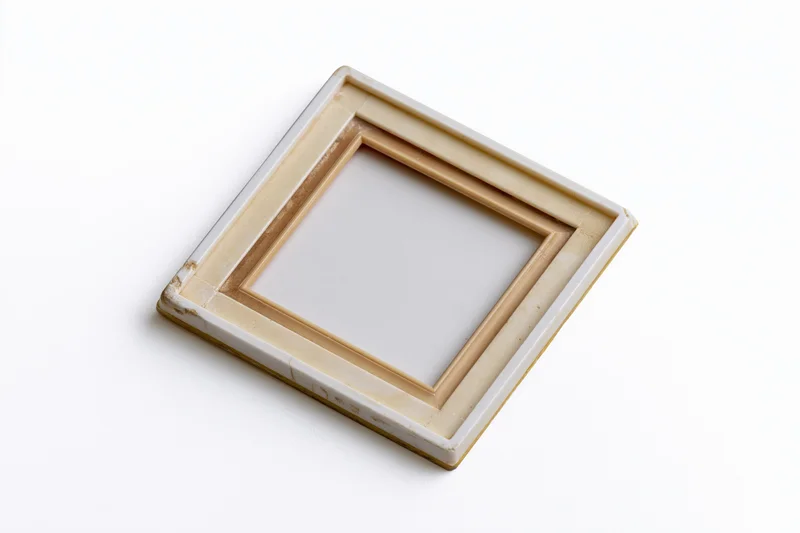 Vintage photo slide frame with empty white center on white background