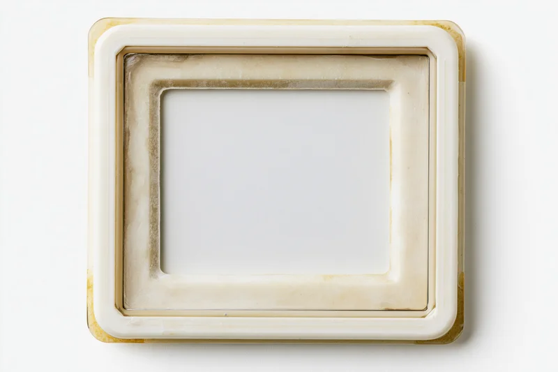Vintage 35mm slide mount frame with empty white center on white background