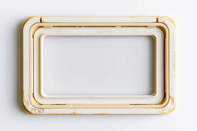 Vintage 35mm slide mount frame with empty white center on white background