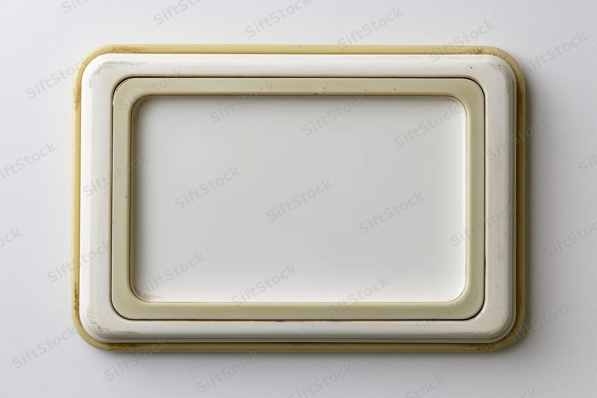 Vintage 35mm slide mount frame with empty white center on plain background