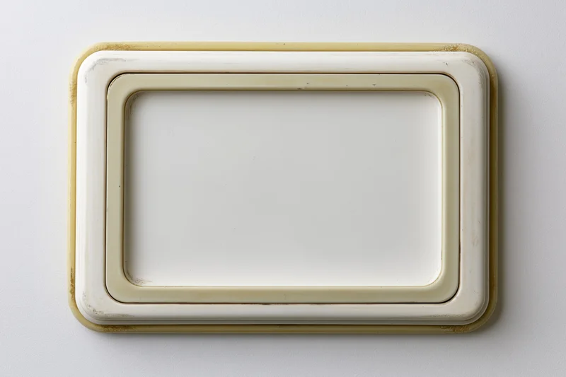 Vintage 35mm slide mount frame with empty white center on plain background