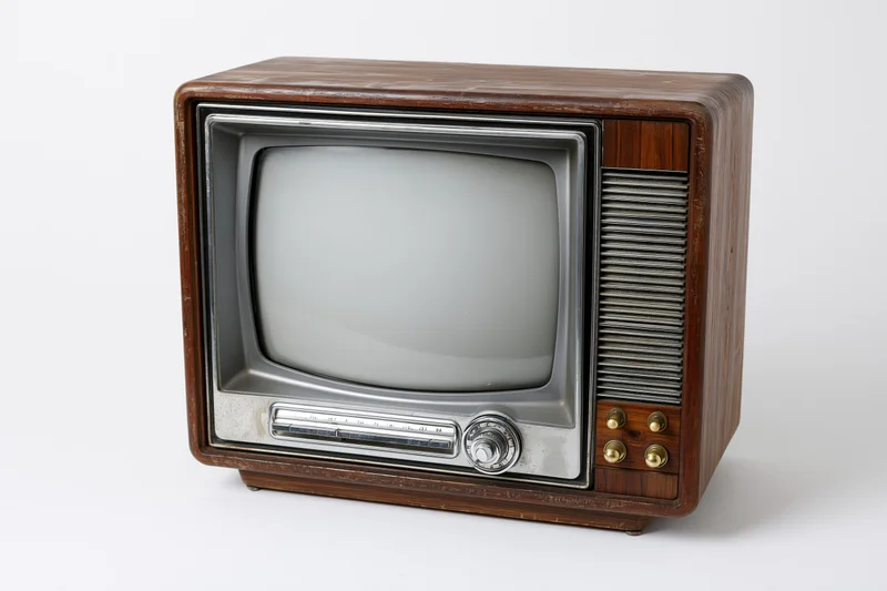 Vintage television set with blank screen isolated on white background