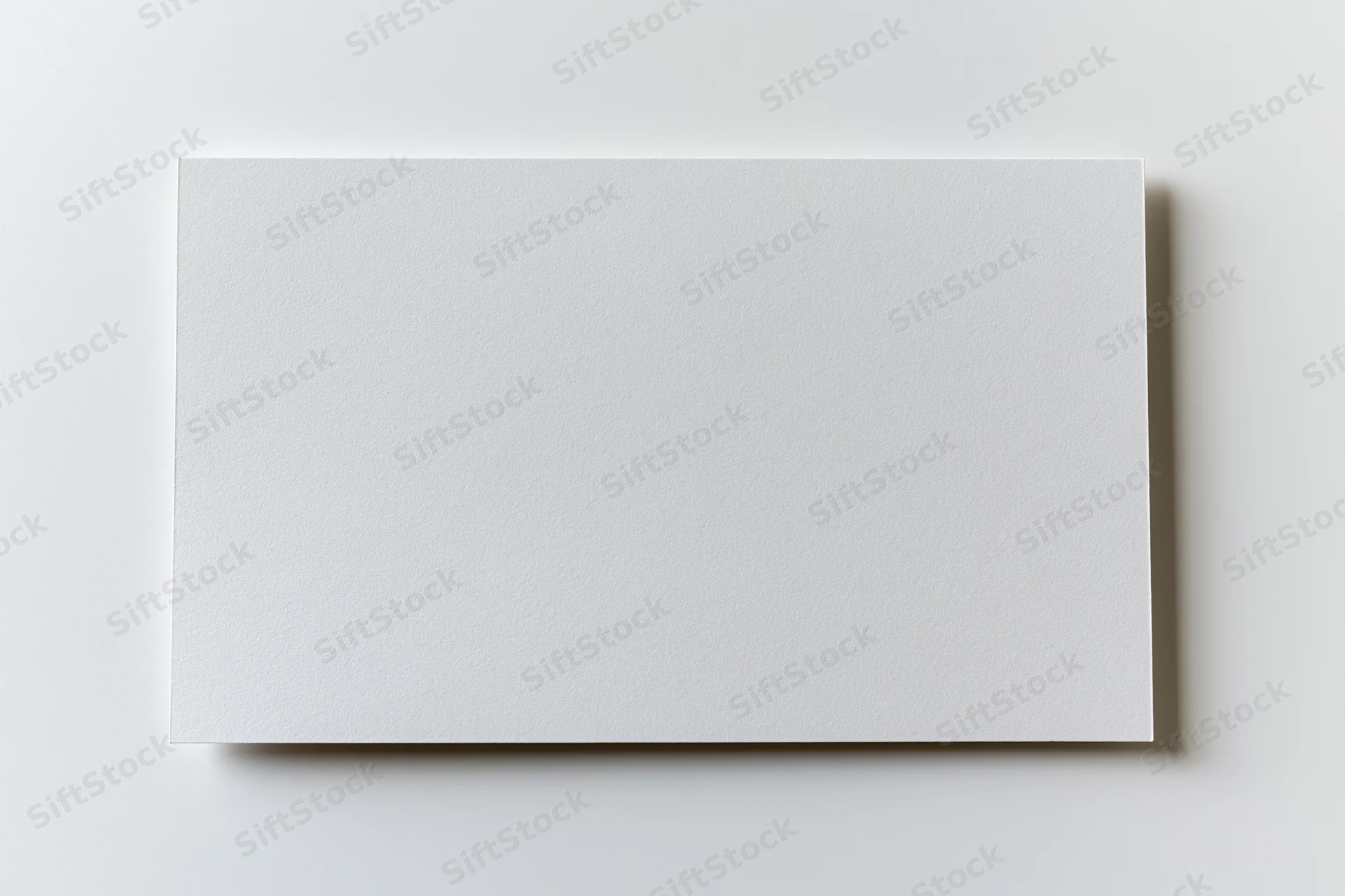 Blank white rectangular card lying flat on a plain surface