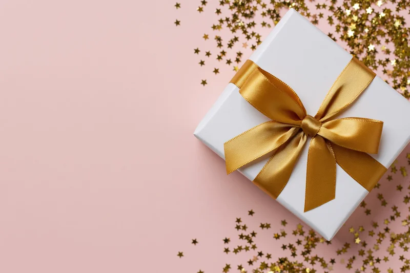 Gift Box with Golden Ribbon for Elegant Celebration Moments