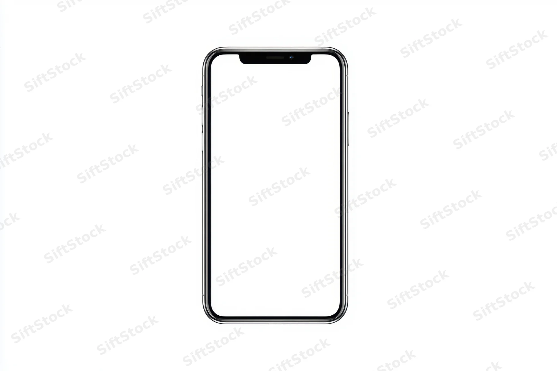 Sleek smartphone outline with black frame and rounded edges on white background