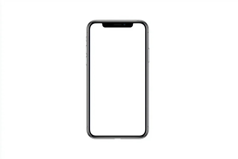 Sleek smartphone outline with black frame and rounded edges on white background