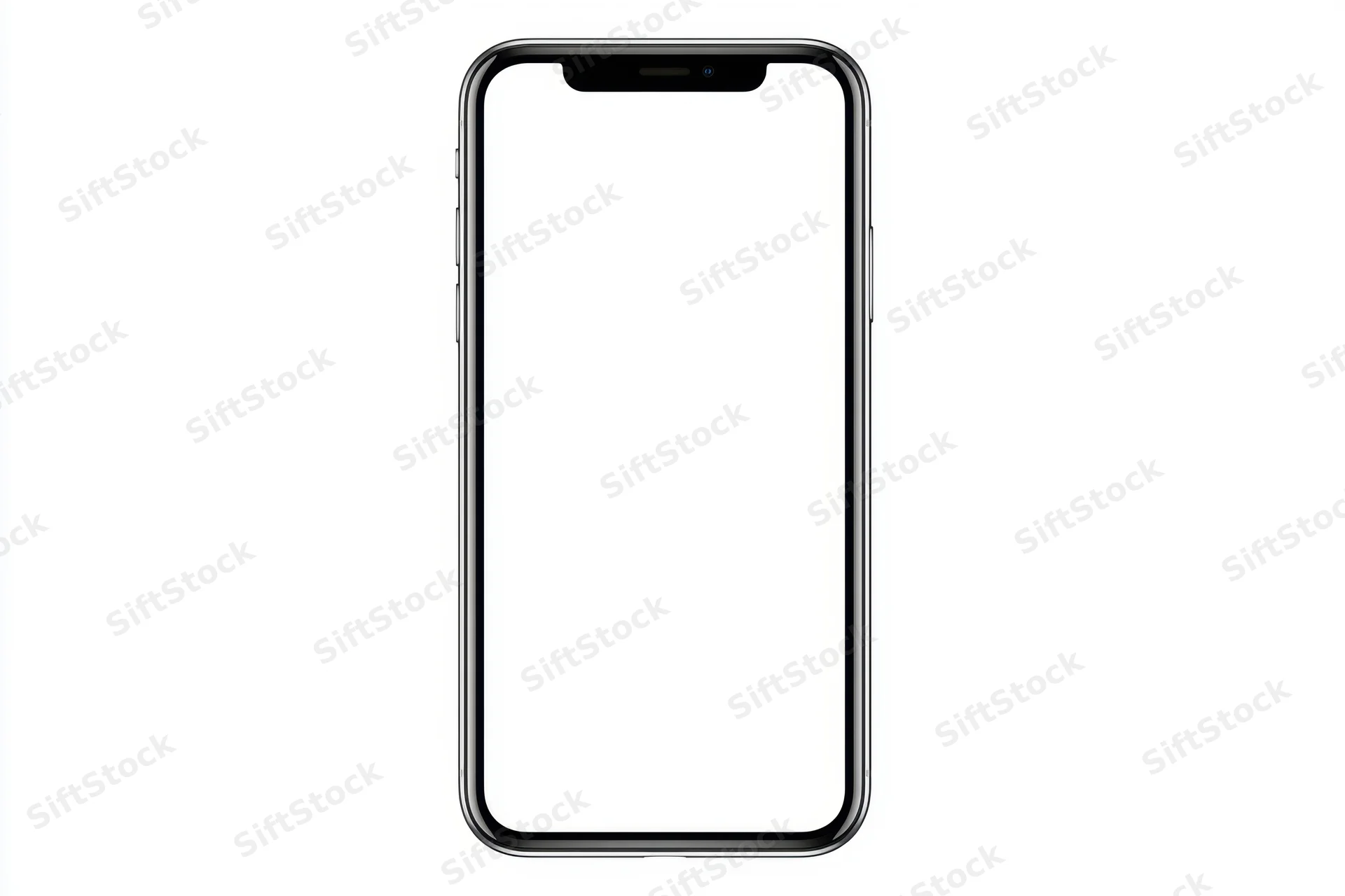 Sleek smartphone outline with black frame and rounded edges on white background