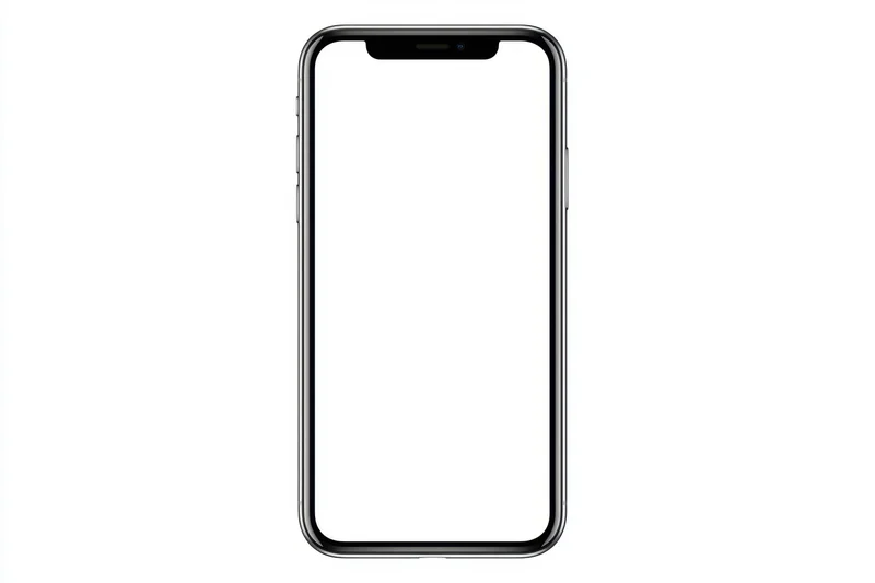 Sleek smartphone outline with black frame and rounded edges on white background