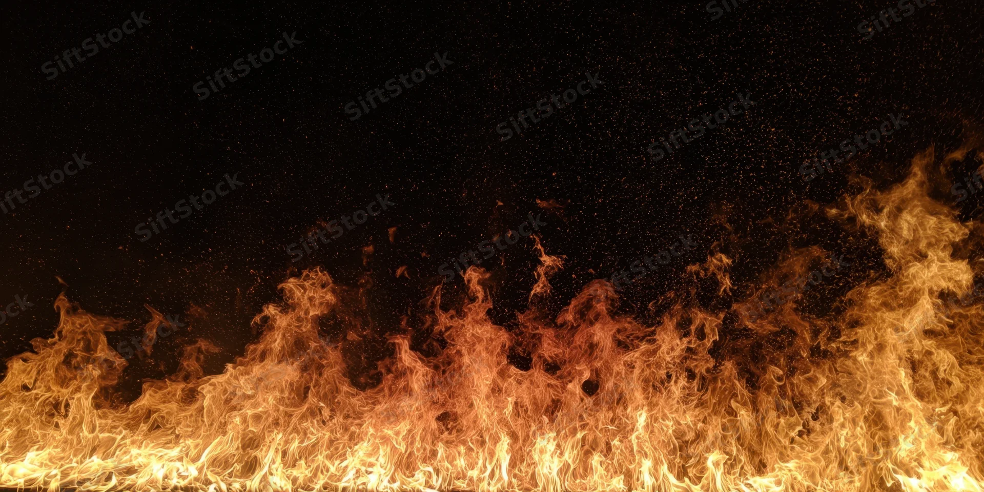 Flames erupting along the lower edge against a dark background
