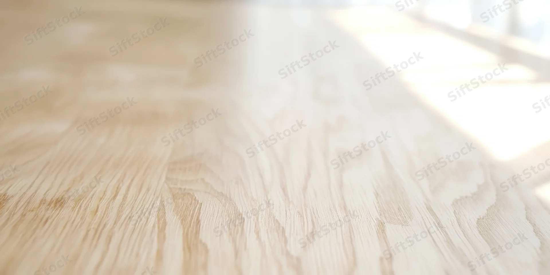 Light wooden surface with visible grain patterns and warm tone, interior setting