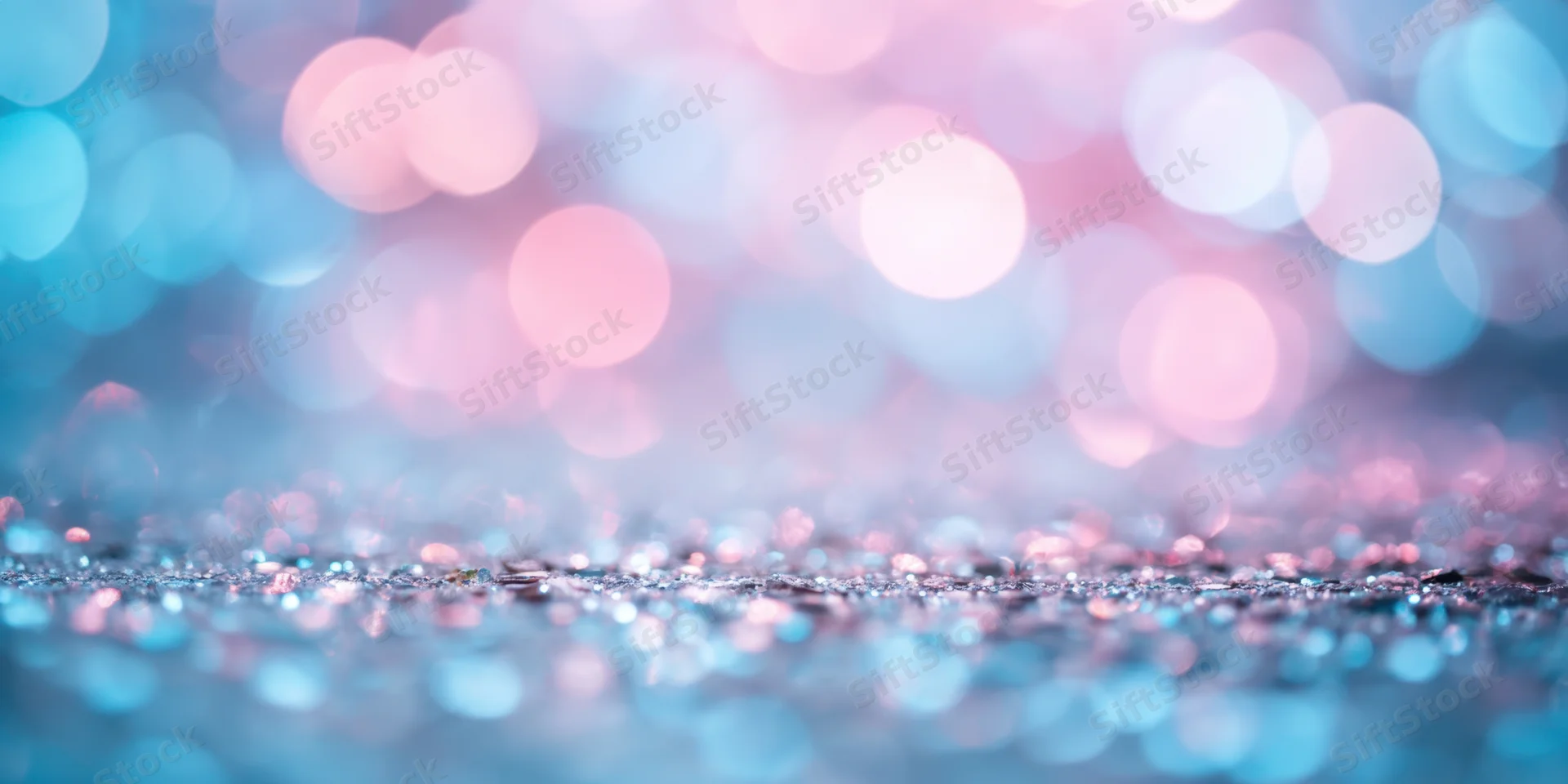 Glittering surface with tiny reflective particles under soft bokeh lighting