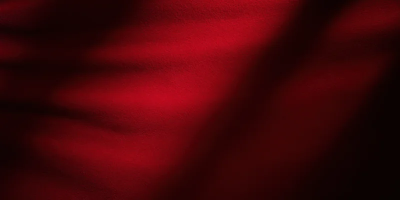 Close-up of rich crimson velvet fabric with soft folds and deep texture