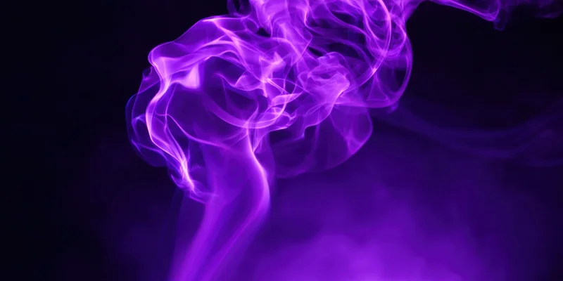 Swirling purple smoke with glowing edges rising against a dark background