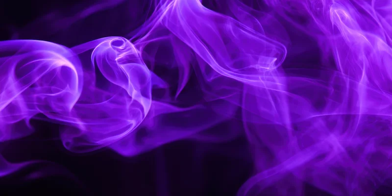 Swirling purple smoke with glowing edges against a dark background