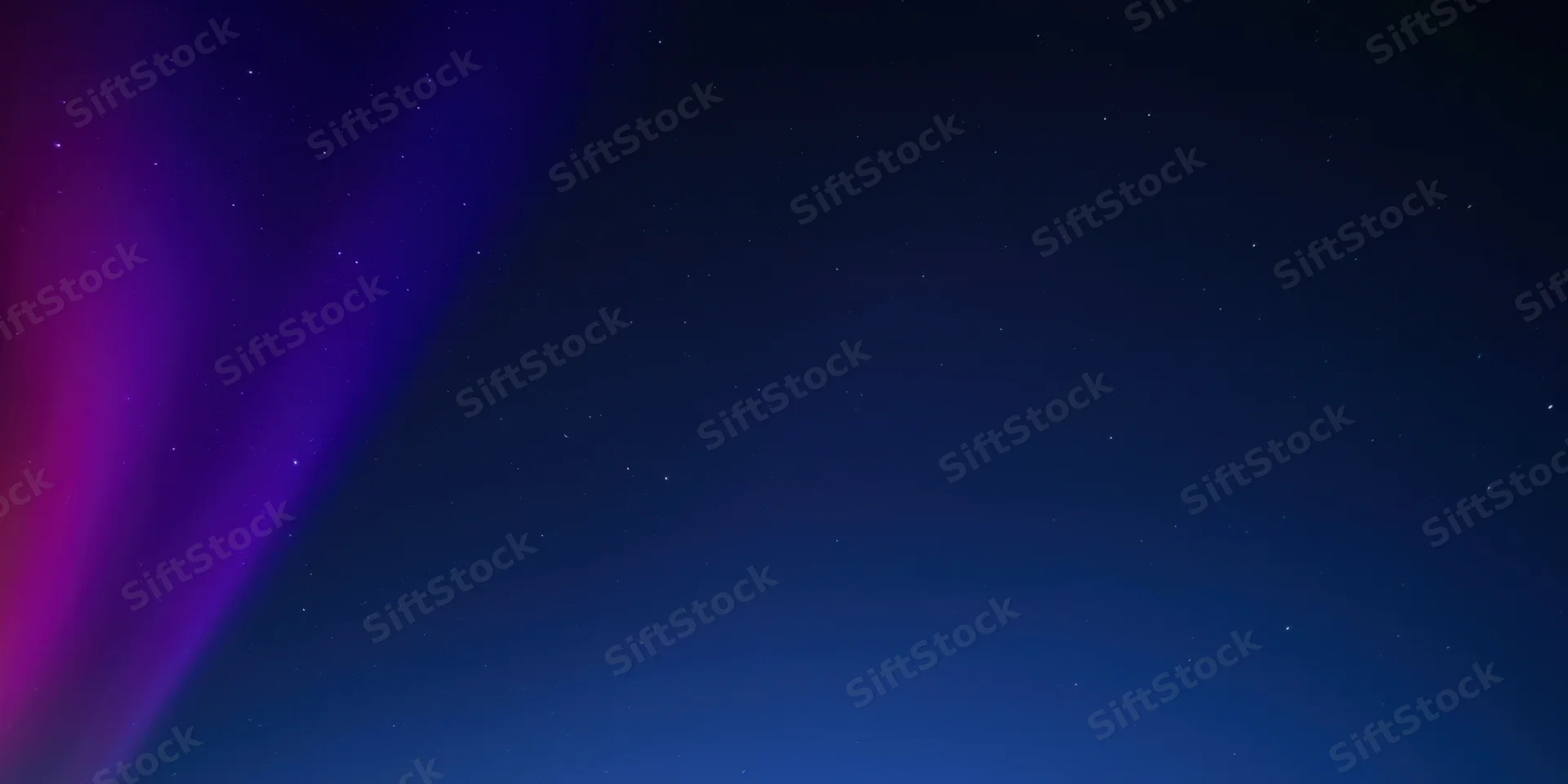 Sweeping aurora of purple and magenta across dark night sky with stars