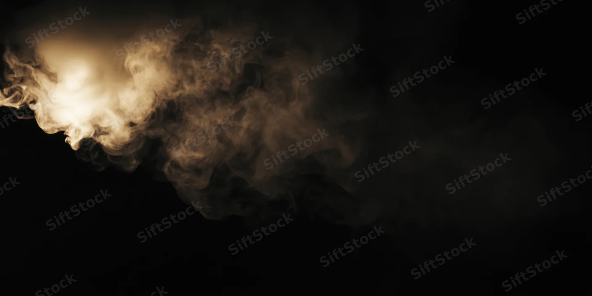 Dark plume of smoke drifting across black background
