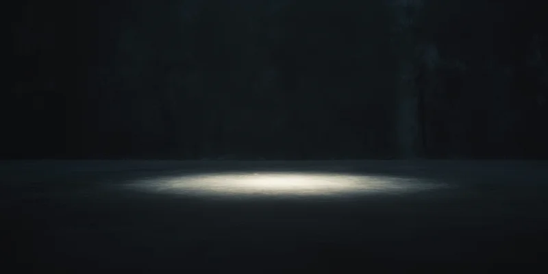 Dimly lit empty studio with spotlight centered on the floor