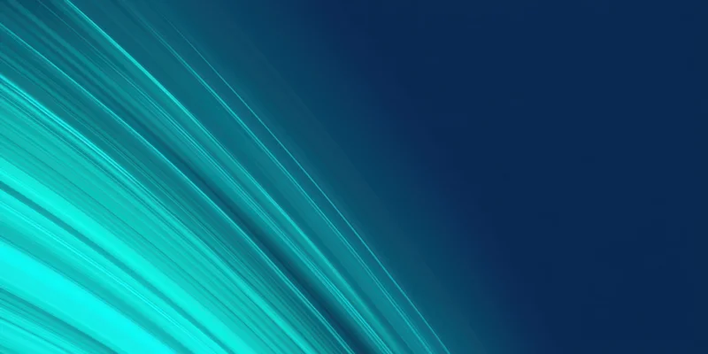 Diagonal teal and cyan light streaks moving across a dark blue gradient background
