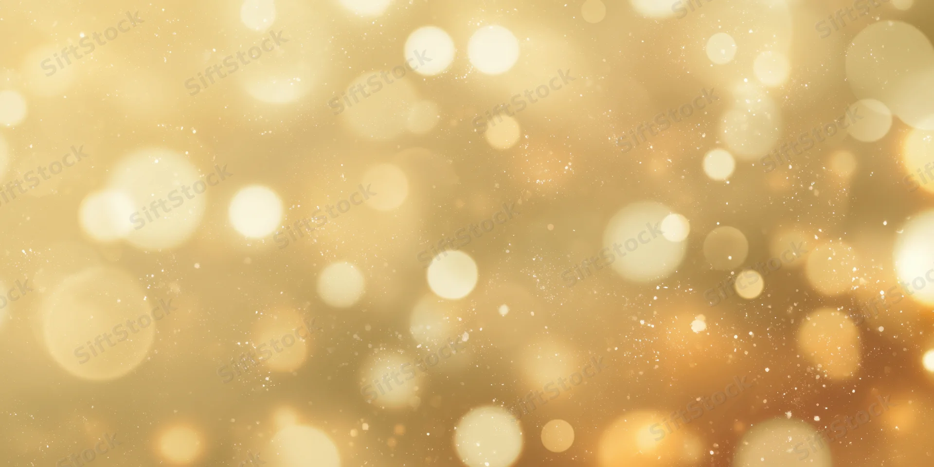 Soft golden background with round bokeh lights and sparkling particles