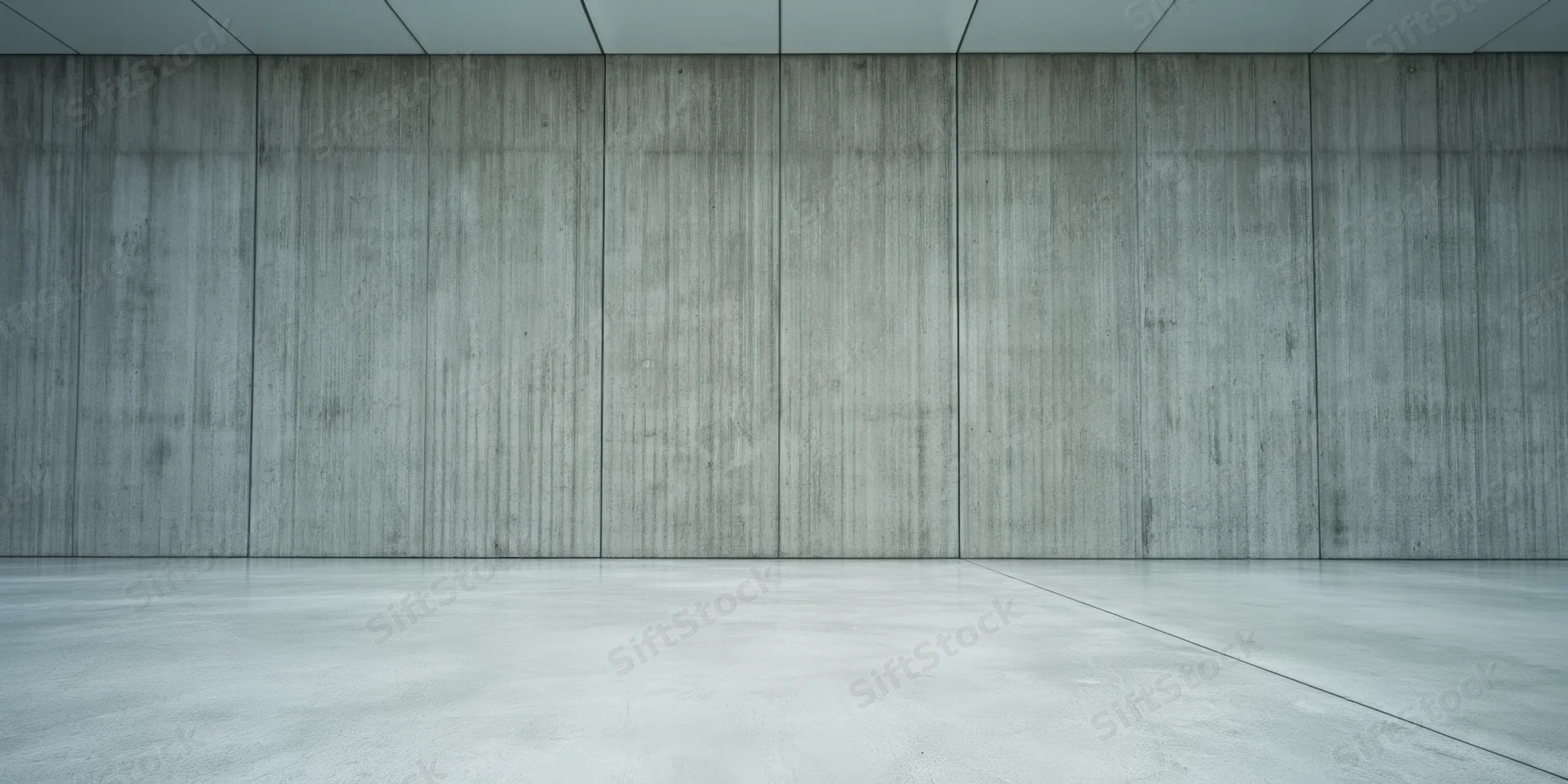 Empty concrete interior with smooth walls and floor in a minimalist modern space