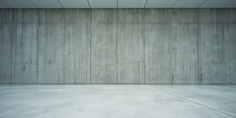 Empty concrete interior with smooth walls and floor in a minimalist modern space