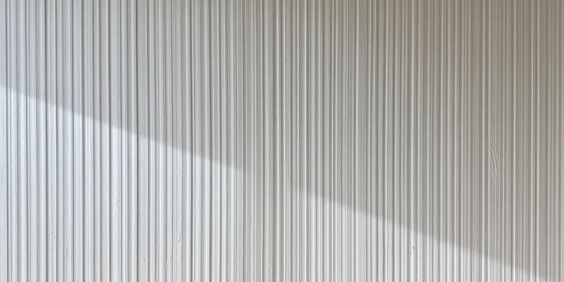 Pale grey ribbed surface with vertical grooves and soft shadow across the wall